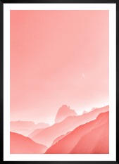 Tavelvägg med ram i svart i storlek 50x70 med poster med "Rosa himmel"